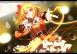  absurdres blonde_hair cable chain heart heart_of_string highres idol kagerou_project kisaragi_momo long_hair microphone pachi_(sugiyama0306) red_eyes ribbon side_ponytail smile solo 