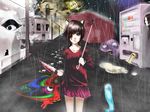  animal_ears blood kasei-san knife madotsuki rain rajiwo sekomumasada_sensei uboa umbrella water yume_nikki 