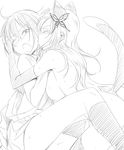  animal_ears bad_id bad_pixiv_id boku_wa_tomodachi_ga_sukunai bug butterfly butterfly_hair_ornament cat_ears cat_tail clothed_female_nude_female greyscale hair_ornament insect kashiwazaki_sena kiss long_hair mikazuki_yozora monochrome multiple_girls mytyl nude tail undressing yuri 