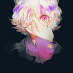  androgynous animal_ears bad_id bad_pixiv_id cat_ears claws grin hair_over_one_eye hunter_x_hunter long_sleeves neferpitou olenji pink_eyes sharp_teeth short_hair silver_hair slit_pupils smile solo teeth upper_body 