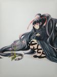  absurdly_long_hair absurdres azami_(kagerou_project) black_hair flower gorgon highres kagerou_project long_hair red_eyes ribbon scales snake tau_(brownsugar-petal) traditional_media very_long_hair watercolor_(medium) 