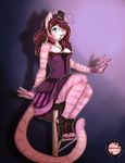  breasts corset dixievonfur feline female fur hair leah mammal pink_fur pink_hair pink_nose solo 