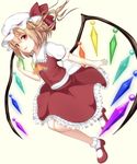  ascot blonde_hair blush bobby_socks flandre_scarlet hat mary_janes mkt open_mouth red_eyes shoes short_hair side_ponytail smile socks solo touhou wings 