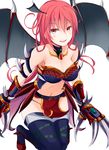  blush breasts claws cleavage highres irohasu large_breasts looking_at_viewer open_mouth pink_hair solo spikes teppeki_no_megami thighhighs wings 