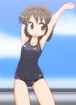  blush brown_hair hairband one-piece_swimsuit school_swimsuit solo swimsuit touhou tsukumo_yatsuhashi winn 