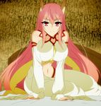  bed horn long_hair navi_(seikoku_no_dragonar) pink_hair red_eyes screencap seikoku_no_dragonar 