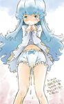  bad_id bad_pixiv_id bloomers blue_bow blue_eyes blue_hair bow happinesscharge_precure! highres long_hair pee peeing peeing_self precure sekihan shirayuki_hime solo tears underwear 