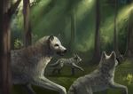  forest goodwolf grass hunter invalid_color male mammal running sunlight tree wolf wood 