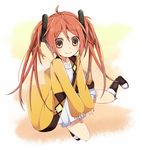  aihara_enju bad_id bad_pixiv_id black_bullet blush brown_eyes hair_ornament long_hair long_sleeves looking_at_viewer orange_hair skirt smile solo sxupxdxxy twintails very_long_hair wide_sleeves 