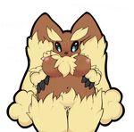  &lt;3 breasts brown_fur female fluffy fur japanese lopunny nintendo pok&#233;mon pok&eacute;mon sheep_(artist) translation_request video_games yellow_fur 