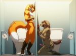  anthro balls barefoot bathroom butt canine claws cum cum_in_mouth cum_inside cum_on_face cum_on_penis cum_on_tongue cumshot digitigrade duo erection fellatio fox fur gay glory_hole half-closed_eyes handjob happy humanoid_penis hyena inside kannos kneeling looking_down male mammal muscles nipples nude on_floor open_mouth oral oral_sex orgasm paws pecs penis plantigrade room sex side_view sitting smile standing toe_claws toilet toilet_paper tongue tongue_out werefox werefox_(character) 