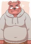  &lt;3 2015 anthro belly black_nose blush clothing hoodie humanoid_hands kota&acute; male mammal overweight overweight_male pants simple_background solo ursine 