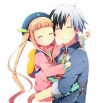  1girl backpack bag black_hair black_hat blonde_hair carrying elle_mel_martha grin hat long_hair ludger_will_kresnik multicolored_hair necktie smile soranagi suspenders tales_of_(series) tales_of_xillia tales_of_xillia_2 twintails v white_hair 