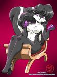  anthro breasts chair female hair looking_at_viewer mammal nai-chan purple_eyes sitting skunk solo 