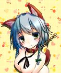  animal_ears bdsm blush braid chain collar dog_ears dog_tail green_eyes izayoi_sakuya leash looking_at_viewer no_nipples nude silver_hair solo tail touhou tukiyofree twin_braids 