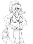  big_breasts black_and_white breasts cleavage clothed clothing female hair looking_at_viewer mammal monochrome navras panda pandaren simple_background solo video_games warcraft wide_hips world_of_warcraft 