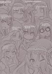  ;p annotated cool-kyou_shinja creator_connection danna_ga_nani_wo_itte_iru_ka_wakaranai_ken glasses hat introduction jigokumeguri_haru juse_rino kobayashi-san_chi_no_maidragon komori-san_wa_kotowarenai! komori_shuri long_hair metsuko_ni_yoroshiku monochrome multiple_girls ojojojo one_eye_closed peach_boy_riverside sabinuki_kanojo saltorynne_ardalake santa_costume santa_hat short_hair sketch tongue tongue_out tooru_(maidragon) toshiura_akiko tsunashi_hajime 