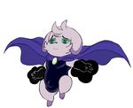  bulge cape eroborus espurr fur gem green_eyes green_sclera hair magic male plain_background purple_fur purple_hair rubber_suit smile solo tight_clothing white_background 