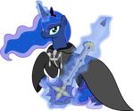  alpha_channel blue_fur blue_hair cloak crossover equine female friendship_is_magic fur hair hi_res horn jackos92 keyblade kingdom_hearts looking_at_viewer magic mammal my_little_pony plain_background polearm princess_luna_(mlp) saix smile solo staff teal_eyes transparent_background vector weapon winged_unicorn wings 