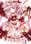  bad_id bad_pixiv_id bat_wings blue_hair cake cup dress food fork hat jaku_sono nail_polish open_mouth red_eyes remilia_scarlet saucer short_hair solo spilling spoon tea teacup touhou wings wrist_cuffs 