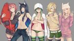  :| ;p absurdres animal_ears animal_hat black_hair blonde_hair blue_eyes blue_hair breast_hold breasts cat_ears cat_tail chain character_request cleavage closed_mouth crossed_arms denim eating food green_eyes green_hair green_panties grin hair_censor hair_ornament hair_over_breasts hair_over_one_eye hairclip hamburger hands_in_pockets hat highres hood hoodie jacket jeans jikeshi long_hair medium_breasts midriff multicolored_hair multiple_girls naked_hoodie navel one_eye_closed open_clothes original panties pants pink_hair prawn purple_eyes red_eyes short_hair shorts smile striped striped_legwear striped_panties stuffed_toy sweater tail thighhighs tongue tongue_out topless underwear v yellow_eyes 