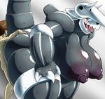 aggron anthro bent_over big_breasts big_butt big_nipples blush breasts butt claws duo female from_behind gotobeido hand_on_butt happy hi_res human interspecies looking_back male mammal nintendo nipples nude open_mouth oral penetration pok&#233;mon pok&#233;philia pok&eacute;mon raised_arm saliva sex sharp_claws size_difference small_dom_big_sub smile standing straight sweat thick_thighs tongue unknown_artist video_games 