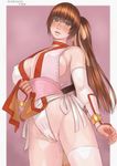  1girl blush breasts dead_or_alive kasumi_(doa) large_breasts pixiv_manga_sample ponytail solo tecmo zenkou 