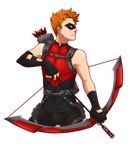  1boy archer arrow bow_(weapon) dc_comics domino_mask fingerless_gloves gloves green_arrow_(series) male male_focus marksman mask orange_hair quiver red_arrow roy_harper sleeveless solo transparent_background weapon young_justice:_invasion 