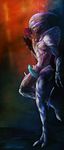  barbs biceps blue_eyes blue_penis cum cum_drip dripping erection flower genital_slit glowing leaning looking_at_viewer male mass_effect nude penis precum rose slit solo soullesshusk standing tapering_penis turian two_toes wall 