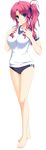  absurdres amagase_yuuki blue_eyes buruma full_body gym_uniform highres iizuki_tasuku lovely_x_cation pink_hair smile solo transparent_background 