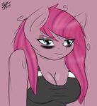  blue_eyes breasts cleavage clothed clothing ensayne equine female friendship_is_magic fur hair horse long_hair looking_at_viewer mammal my_little_pony piercing pink_fur pink_hair pinkamena_(mlp) pinkie_pie_(mlp) pony solo standing 