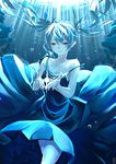  2014 bubble collarbone dress floating_hair hatsune_miku highres jun_project long_hair shinkai_shoujo_(vocaloid) solo strap_slip submerged twintails underwater vocaloid 