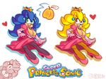  &lt;3 alpha_channel anthro big_breasts breasts cleavage clothed clothing cosplay crossgender cuisine dress female mario_bros nintendo princess_peach sega sonic_(series) sonic_the_hedgehog super_sonic video_games 