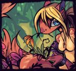  anthro blonde_hair blue_eyes bracelet breasts brown_fur choker ear_piercing facial_piercing featureless_breasts female flower fur hair jewelry key mammal necklace nose_piercing nude piercing plant rodent solo squirrel zenirix zenny_(zenirix) 