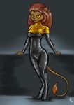  feline female looking_at_viewer m&#039;ress m'ress mammal rubber s-nina solo star_trek uniform yellow_eyes zipper 