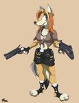  breasts canine coyote female gun hair mammal ranged_weapon retehi solo tazira weapon 