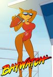 breasts cat chochi eyewear feline female lifeguard mammal pamela_bondani parody patrol_03 solo sunglasses swimsuit 