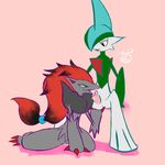  cum_in_mouth cum_inside duo fellatio female gallade male nintendo oral oral_sex pcred566 penis pink_background plain_background pok&#233;mon pok&eacute;mon pussy sex straight tongue video_games zoroark 