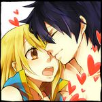  1boy 1girl blonde_hair fairy_tail gray_fullbuster heart lucy_heartfilia 