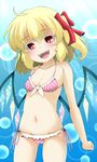  bikini blonde_hair flandre_scarlet fumi_(fumifumi-graffiti) highres red_eyes ribbon short_hair side_ponytail swimsuit touhou wings 