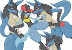  anthro anthrofied ash_ketchum breasts female group johnsergal licking lucario male nintendo plain_background pok&#233;mon pok&eacute;mon red_eyes riolu tongue tongue_out video_games 