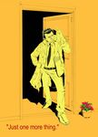  absurdres catchphrase cigar columbo columbo_(detective) curly_hair door flower flower_pot formal hand_on_hip highres necktie pointing pointing_up raincoat simple_background suit 