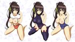  alternate_costume areolae black_hair blue_eyes blush breasts buruma chan_momi cleavage flower gym_uniform hair_ribbon highres infinite_stratos large_breasts leotard long_hair looking_at_viewer nipples no_bra one-piece_swimsuit open_mouth pilot_suit ponytail ribbon rose school_swimsuit shinonono_houki shirt_lift simple_background sitting sweat swimsuit thighhighs underwear 