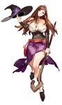  breasts brown_hair cleavage dragon's_crown hat hat_removed headwear_removed large_breasts solo sorceress_(dragon's_crown) staff starshadowmagician witch_hat 