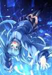  absurdres aqua_eyes blue_hair ene_(kagerou_project) headphones highres jijii48 kagerou_project long_hair looking_at_viewer open_mouth revision skirt solo thighhighs twintails upside-down zettai_ryouiki 