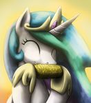  corn crown eating equine eyes_closed female friendship_is_magic gold hair horn mammal multi-colored_hair my_little_pony otakuap portrait princess_celestia_(mlp) solo winged_unicorn wings 