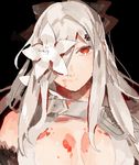  blood breasts cleavage drag-on_dragoon drag-on_dragoon_3 eyepatch flower flower_eyepatch large_breasts red_eyes silver_hair solo starshadowmagician zero_(drag-on_dragoon) 