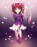  blood boots cherry_blossoms cosplay costume fate/stay_night fate_(series) illyasviel_von_einzbern illyasviel_von_einzbern_(cosplay) katana momofukki purple_footwear solo sword tears umineko_no_naku_koro_ni ushiromiya_ange weapon younger 