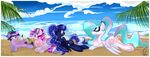  absurd_res avian beach bird blue_eyes blue_hair cloud coconut cutie_mark day equine eyewear female flying friendship_is_magic glass glasses group hair hi_res horn lying mammal multi-colored_hair my_little_pony open_mouth outside palm_tree ponytail princess_cadance_(mlp) princess_celestia_(mlp) princess_luna_(mlp) psp purple_hair sand sea seaside smile sparkle sparkles straw sunglasses tongue tongue_out twilight_sparkle_(mlp) umbrella water winged_unicorn wings xwhitedreamsx 