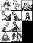  copyright_request demon_girl fantasy gorgon greyscale highres insect_girl kara_(color) monochrome monster_girl multiple_girls snake_hair spider_girl succubus translated 